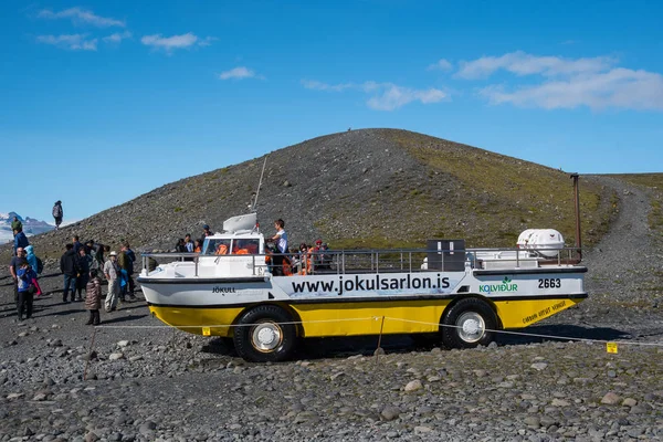 Jokulsarlon Islandia Agosto 2018 Barco Anfibio Laguna Glaciar Jokulsarlon — Foto de Stock