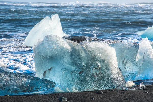 Айсбергів Пляжі Узбережжя Алмазів Поблизу Jokulsarlon Півдні Ісландії — стокове фото