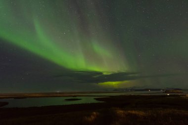 Hornafjordur İzlanda kırsal alanında Aurora Borealis