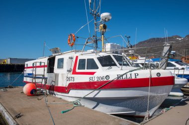 Breiddalsvik limanında Longlining balıkçı teknesi