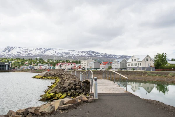Staden Akureyri Norra Island Sommardag — Stockfoto