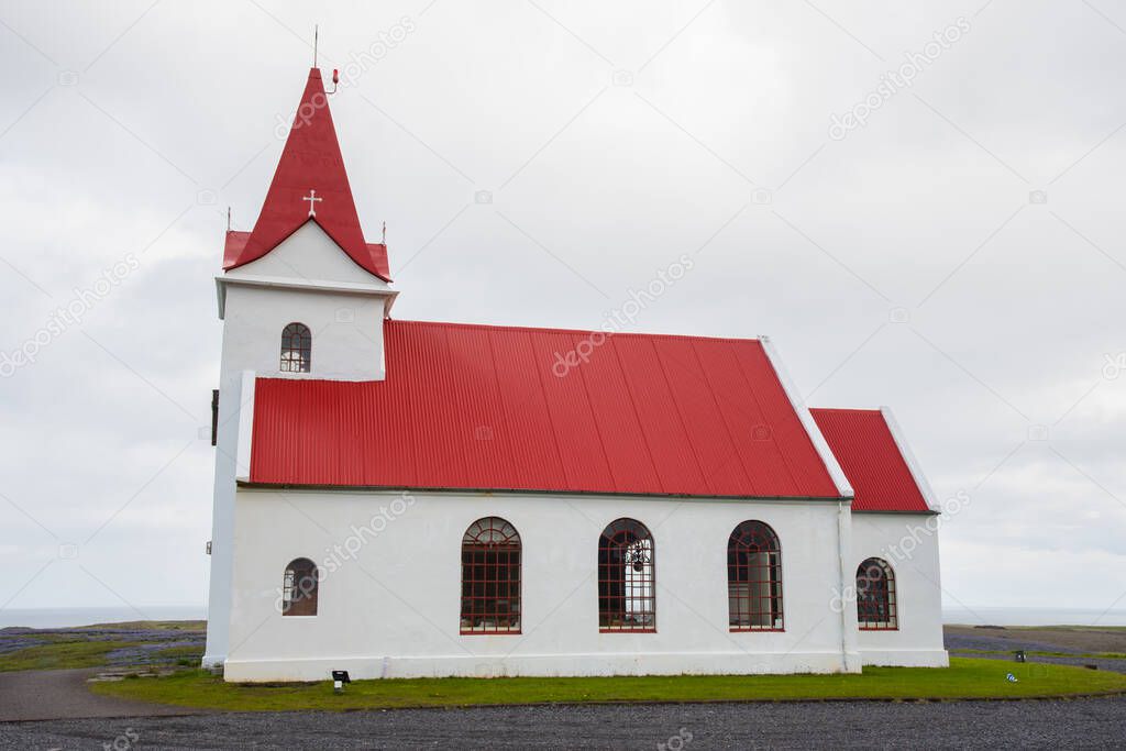 Ingjaldsholskirkja church on Snaefellsnes peninsula in west Iceland