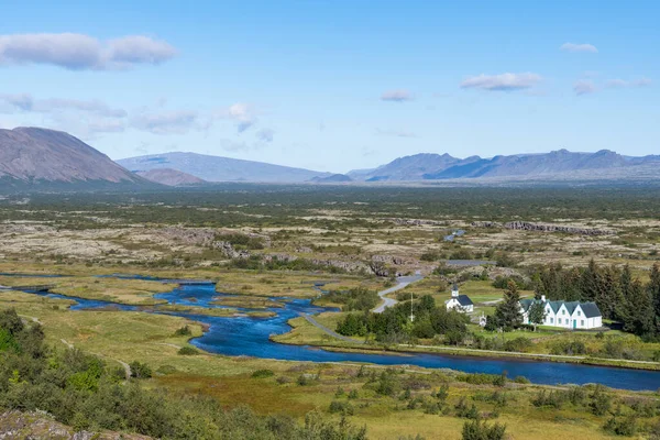 Thingvellir Vieille Maison Église Dans Parc National Dans Campagne Islandaise — Photo