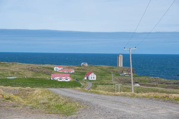 Faro Leidarhofn Vopnafjordur Islanda Del Nord — Foto Stock