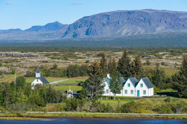 Thingvellir Vieille Maison Église Dans Parc National Dans Campagne Islandaise — Photo