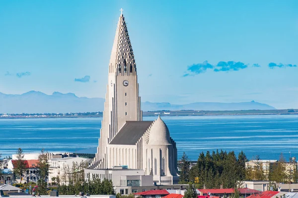 Güneşli bir günde İzlanda 'daki Reykjavik şehrine bakın