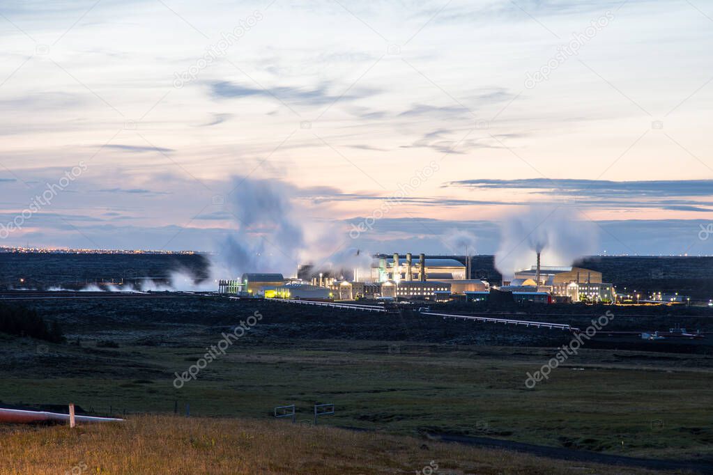 The geothermal power station of Svartsengi on the Reykjanes Peninsula in Iceland