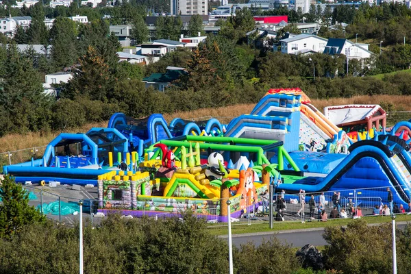 Reykjavik Islandia Septiembre 2020 Uno Los Castillos Hinchables Más Grandes — Foto de Stock