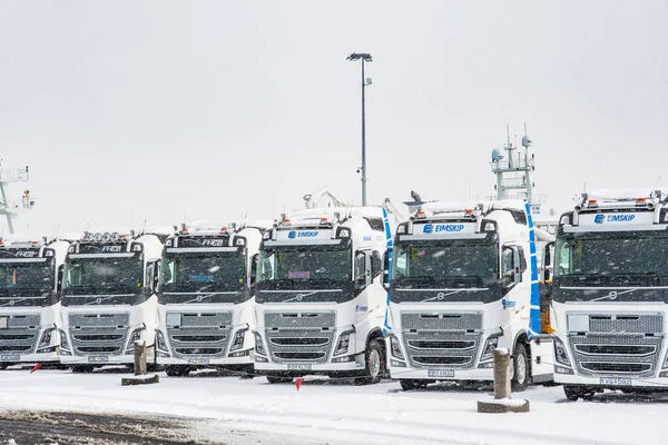 Reykjavik Islandia Maret 2020 Truk Volvo Diparkir Dalam Satu Jalur — Stok Foto