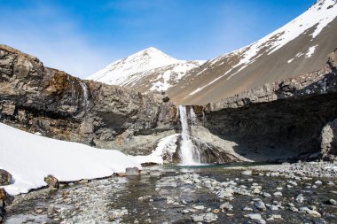Doğu İzlanda 'daki Thorgeirsstadaa nehrinde Skutafoss şelalesi.