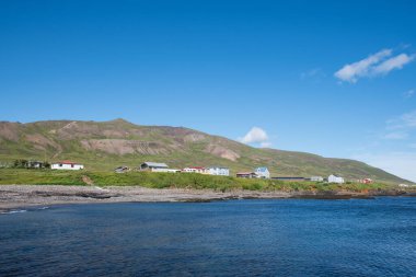 Doğu İzlanda, Borgarfjordur Eystri fiyordunda Bakkegerdi kasabası