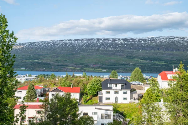 Kuzey İzlanda 'daki Akureyri kasabasındaki binalar