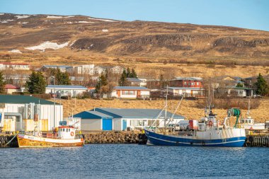 Hvammstangi İzlanda - 23 Mart 2025: Kasaba manzarası