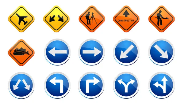 Straßen Und Verkehrsschildersammlungen — Stockvektor