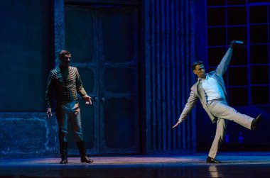 Dnipro, Ukrayna - 30 Haziran 2018, 2018: Opera Onegin Dnipro Opera ve Bale Tiyatrosu üyeleri tarafından gerçekleştirilen hayat.