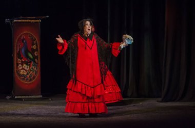 Dnipro, Ukrayna - 7 Temmuz 2018: Dnipro devlet Drama ve komedi tiyatro üyeleri tarafından gerçekleştirilen Amca'nın rüyası