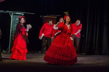 Dnipro, Ukrayna - 7 Temmuz 2018: Dnipro devlet Drama ve komedi tiyatro üyeleri tarafından gerçekleştirilen Amca'nın rüyası