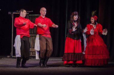 Dnipro, Ukrayna - 7 Temmuz 2018: Dnipro devlet Drama ve komedi tiyatro üyeleri tarafından gerçekleştirilen Amca'nın rüyası