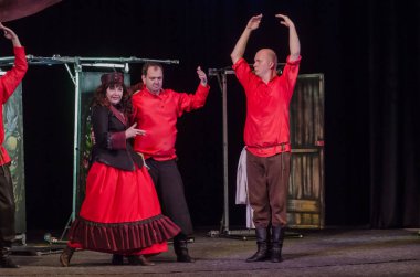 Dnipro, Ukrayna - 7 Temmuz 2018: Dnipro devlet Drama ve komedi tiyatro üyeleri tarafından gerçekleştirilen Amca'nın rüyası