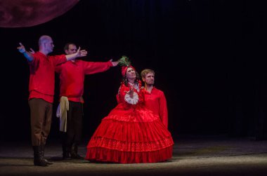 Dnipro, Ukrayna - 7 Temmuz 2018: Dnipro devlet Drama ve komedi tiyatro üyeleri tarafından gerçekleştirilen Amca'nın rüyası