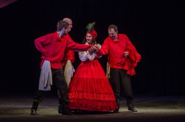 Dnipro, Ukrayna - 7 Temmuz 2018: Dnipro devlet Drama ve komedi tiyatro üyeleri tarafından gerçekleştirilen Amca'nın rüyası