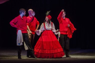 Dnipro, Ukrayna - 7 Temmuz 2018: Dnipro devlet Drama ve komedi tiyatro üyeleri tarafından gerçekleştirilen Amca'nın rüyası