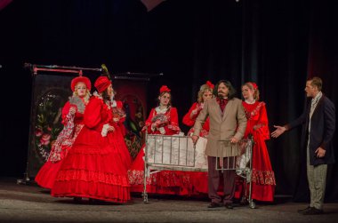 Dnipro, Ukrayna - 7 Temmuz 2018: Dnipro devlet Drama ve komedi tiyatro üyeleri tarafından gerçekleştirilen Amca'nın rüyası