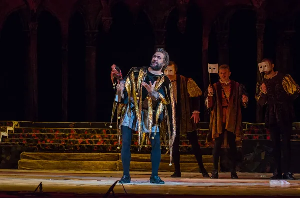 Dnipro Ucrania Octubre 2018 Ópera Rigoletto Interpretada Por Miembros Del — Foto de Stock