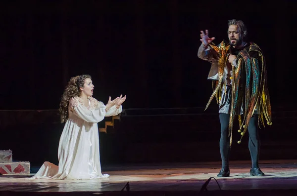 Dnipro Ucrania Octubre 2018 Ópera Rigoletto Interpretada Por Miembros Del — Foto de Stock