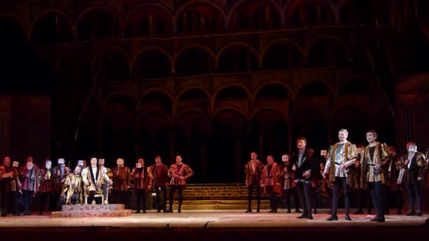 Dnipro Ucrania Octubre 2018 Ópera Rigoletto Interpretada Por Miembros Del — Vídeos de Stock