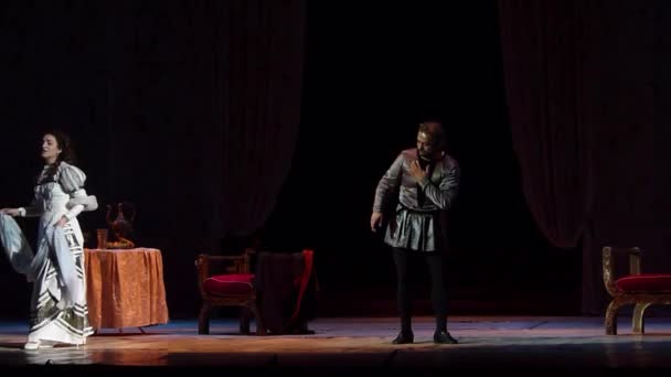 Dnipro Ucrania Octubre 2018 Ópera Rigoletto Interpretada Por Miembros Del — Vídeos de Stock