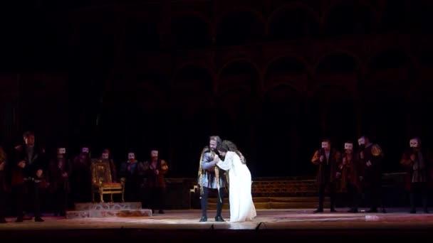 Dnipro Oekraïne Oktober 2018 Rigoletto Opera Uitgevoerd Door Leden Van — Stockvideo