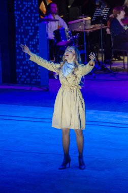 Dnipro, Ukrayna - 20 Ekim 2018: Müzikal Kvitka sanat projesi Kvitka Tsisik, Filarmoni Orkestrası üyeleri tarafından gerçekleştirilen..