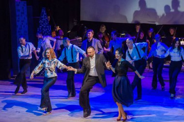 Dnipro, Ukrayna - 20 Ekim 2018: Müzikal Kvitka sanat projesi Kvitka Tsisik, Filarmoni Orkestrası üyeleri tarafından gerçekleştirilen..