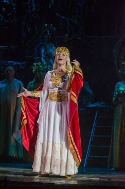 Dnipro, Ukrayna - 21 Ekim 2018: Klasik Opera tarafından Giacomo Puccini Dnipro Devlet Opera ve Bale Tiyatrosu üyeleri tarafından gerçekleştirilen 