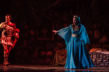 Dnipro, Ukrayna - 21 Ekim 2018: Klasik Opera tarafından Giacomo Puccini Dnipro Devlet Opera ve Bale Tiyatrosu üyeleri tarafından gerçekleştirilen 