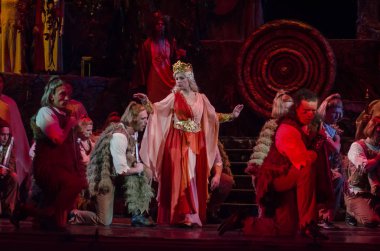 Dnipro, Ukrayna - 21 Ekim 2018: Klasik Opera tarafından Giacomo Puccini Dnipro Devlet Opera ve Bale Tiyatrosu üyeleri tarafından gerçekleştirilen 