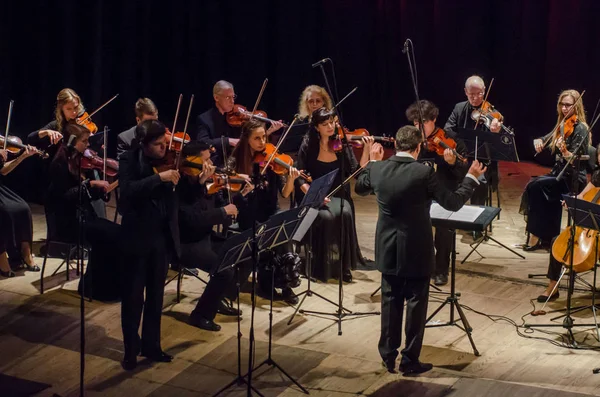 Dnipro Ucrania Octubre 2018 Famoso Violinista Eugene Kostritsky Miembros Orquesta — Foto de Stock