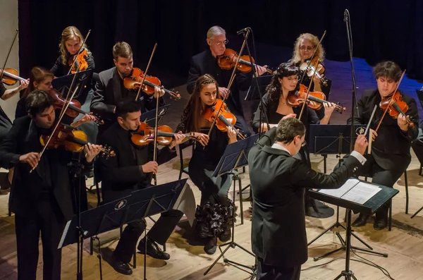 Dnipro Ucrânia Outubro 2018 Famoso Violinista Eugene Kostritsky Membros Orquestra — Fotografia de Stock