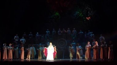 Dnipro, Ukrayna - 21 Ekim 2018: Klasik Opera tarafından Giacomo Puccini Dnipro Devlet Opera ve Bale Tiyatrosu üyeleri tarafından gerçekleştirilen 