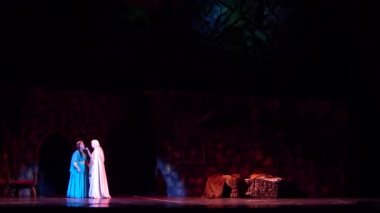 Dnipro, Ukrayna - 21 Ekim 2018: Klasik Opera tarafından Giacomo Puccini Dnipro Devlet Opera ve Bale Tiyatrosu üyeleri tarafından gerçekleştirilen 