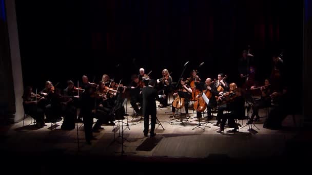 Dnipro Ucrânia Outubro 2018 Membros Orquestra Câmara Quatro Seasões Maestro — Vídeo de Stock