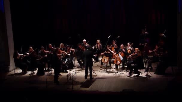 Dnipro Ucrânia Outubro 2018 Membros Orquestra Câmara Quatro Seasões Maestro — Vídeo de Stock