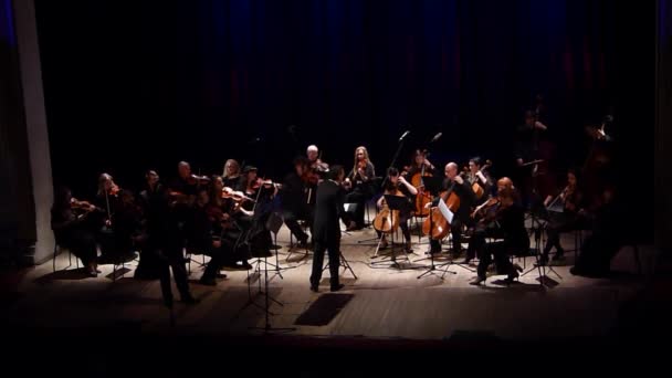 Dnipro Ucrania Octubre 2018 Miembros Orquesta Cámara Cuatro Estaciones Director — Vídeo de stock