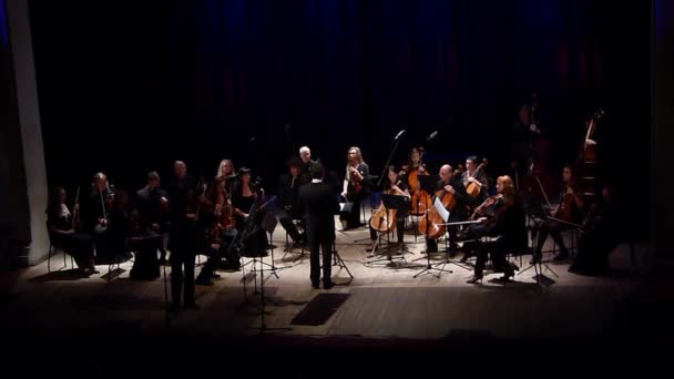 Dnipro Ucrania Octubre 2018 Miembros Orquesta Cámara Cuatro Estaciones Director — Vídeos de Stock