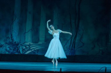 Dnipro, Ukrayna - 17 Kasım 2018: Klasik bale Sylphs Frederic Chopin müzik Dnipro Opera ve Bale Tiyatrosu üyeleri tarafından gerçekleştirilen.