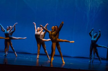 Dnipro, Ukrayna - 17 Kasım 2018: Ulusal Bale Dnipro Devlet Opera ve Bale gösterisinde üyeleri tarafından gerçekleştirilen gece bale çocuklarının.