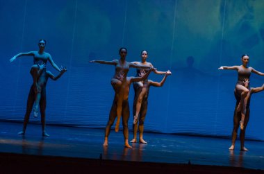 Dnipro, Ukrayna - 17 Kasım 2018: Ulusal Bale Dnipro Devlet Opera ve Bale gösterisinde üyeleri tarafından gerçekleştirilen gece bale çocuklarının.