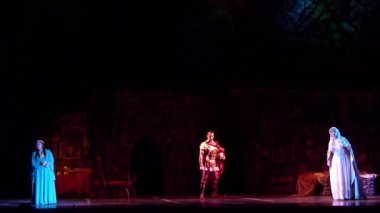 Dnipro, Ukrayna - 21 Ekim 2018: Klasik Opera tarafından Giacomo Puccini Dnipro Devlet Opera ve Bale Tiyatrosu üyeleri tarafından gerçekleştirilen 