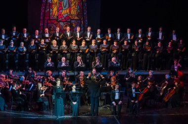 Dnipro, Ukrayna - 24 Kasım 2018: Dnipro Opera ve Bale Tiyatrosu üyeleri tarafından gerçekleştirilen Mozart Requiem.